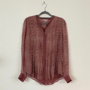 Joie pink snake skin pattern long sleeve button up blouse